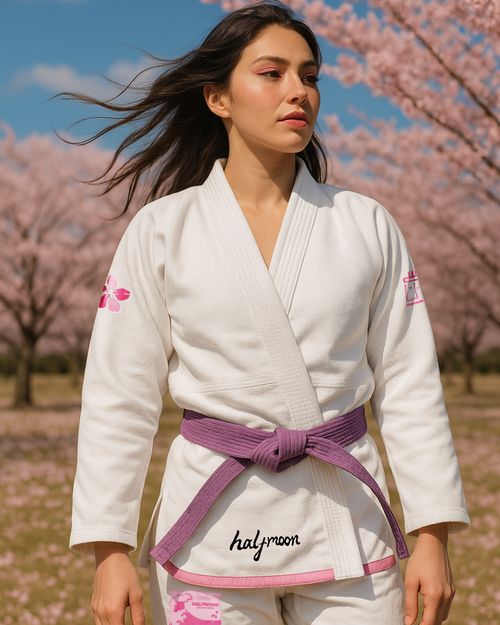 White and Pink Sakura BJJ Gi - Lightweight, Durable & Stylish